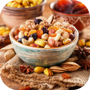 Bowl full of dry fruits and nuts